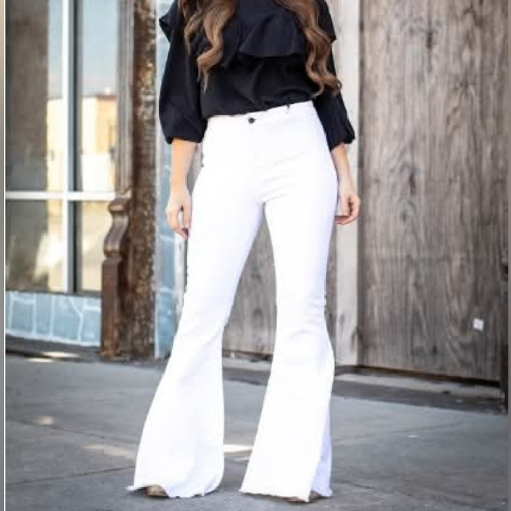 Lucky and Blessed | White Flare Pants